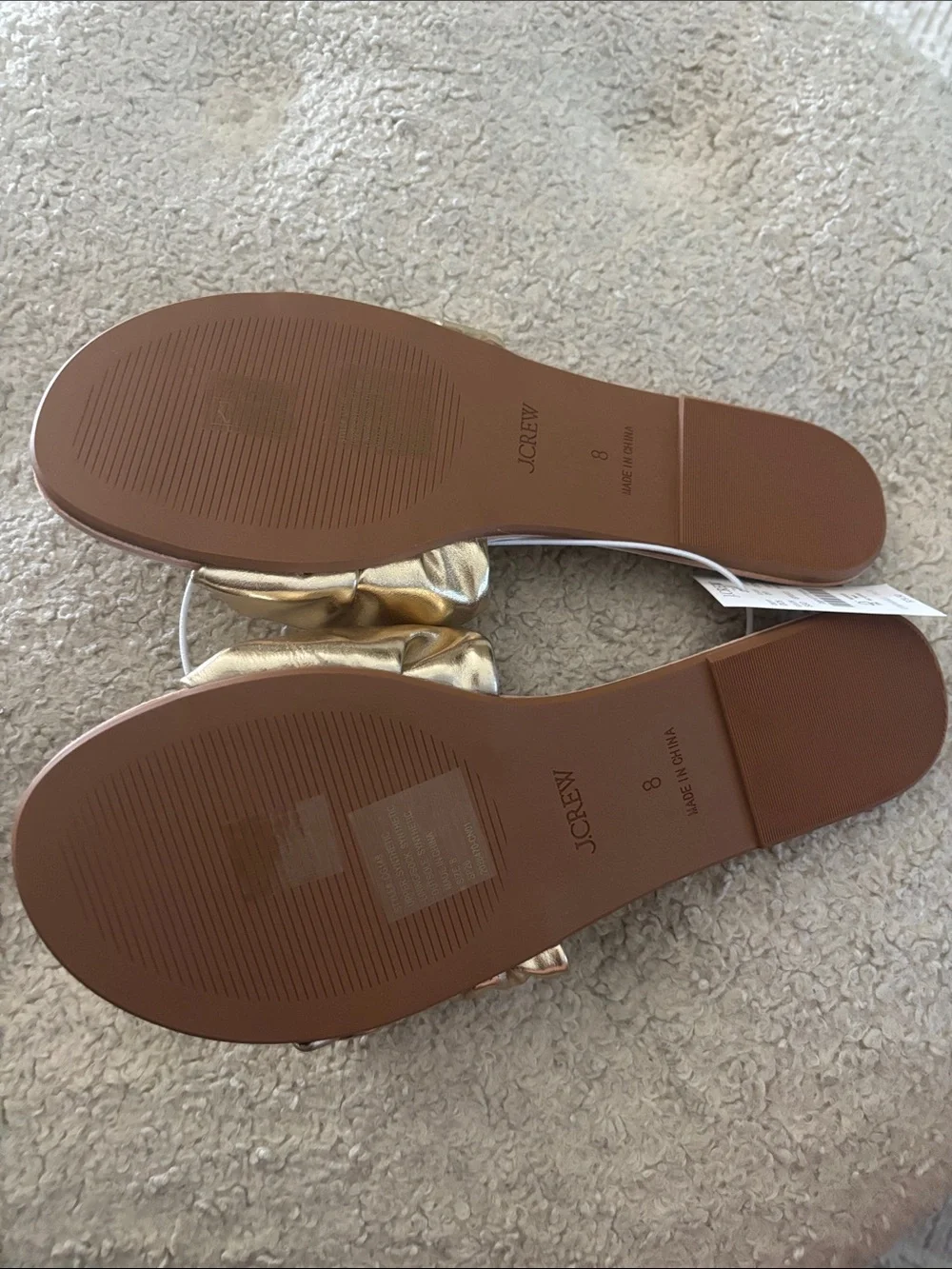 J. Crew Metallic Gold Bow Slide Sandals